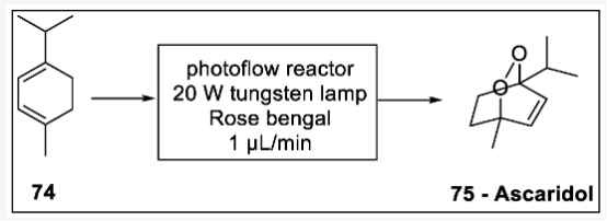 Scheme 22.ascaridol的合成：74 - L-萜品烯，75-殺螨醇。